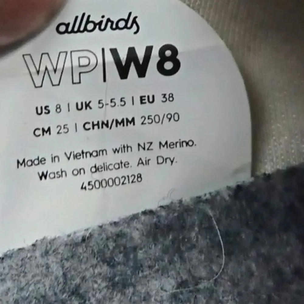 AllBirds Sneakers Wn 8 Gray Wool Piper Low Top Lace Up Comfort Preppy Shoes